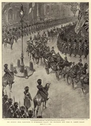 Die Reise von Paddington zum Buckingham Palace, die Prozession gesehen vom St James